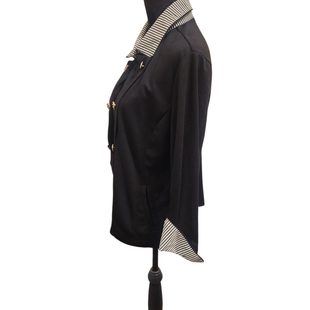 Erin London Black Jacket With Stripe Collar & Sleeves Size L - Picture 3 of 5